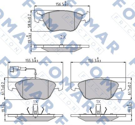 FOMAR Friction FO 688781 - Kit de plaquettes de frein, frein à disque cwaw.fr