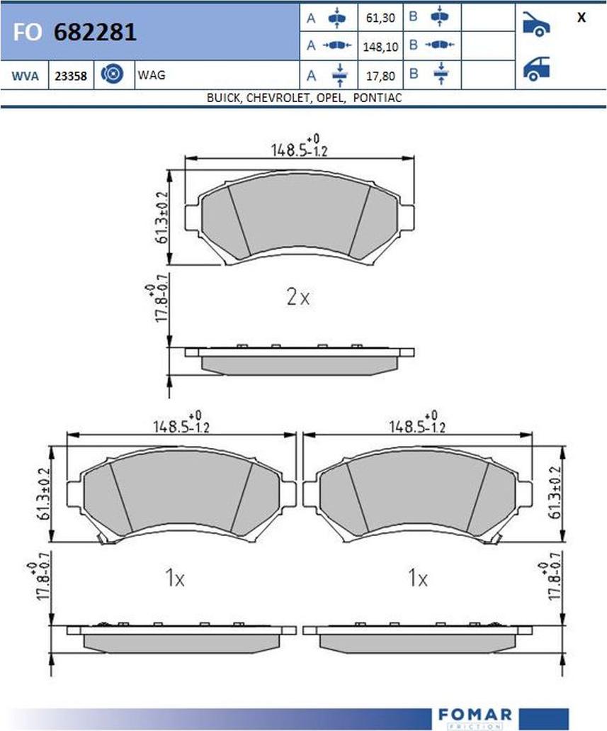 FOMAR Friction FO 682281 - Kit de plaquettes de frein, frein à disque cwaw.fr