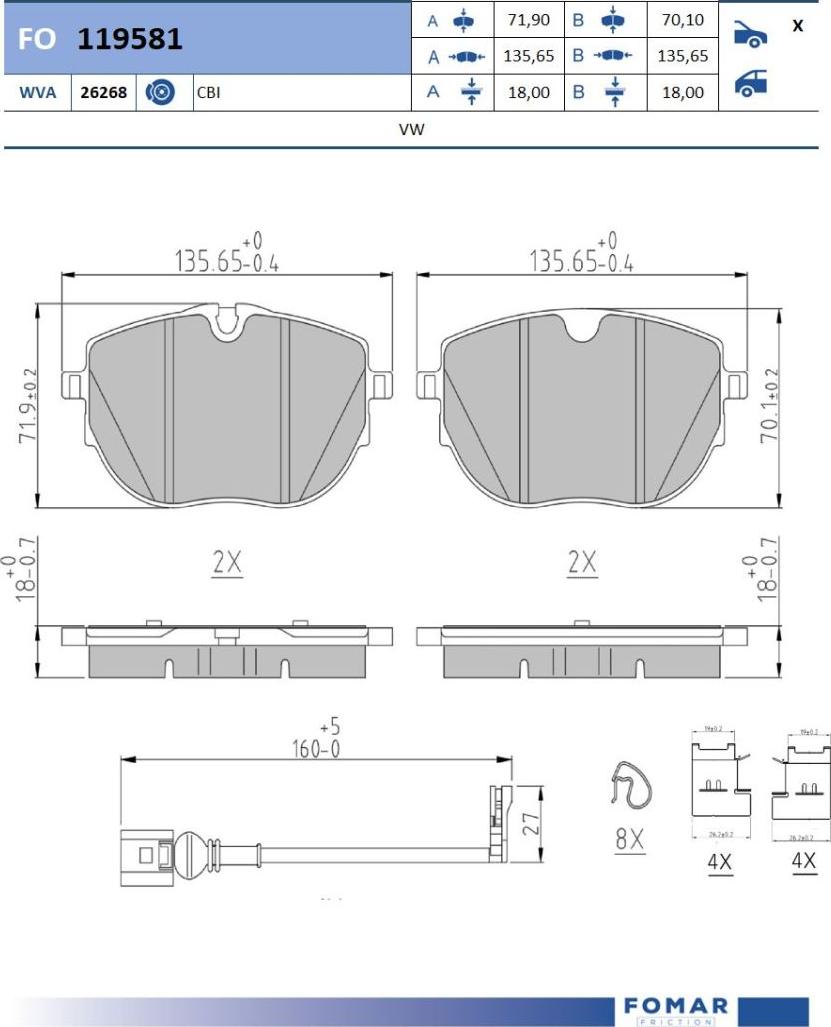 FOMAR Friction FO 119581 - Kit de plaquettes de frein, frein à disque cwaw.fr