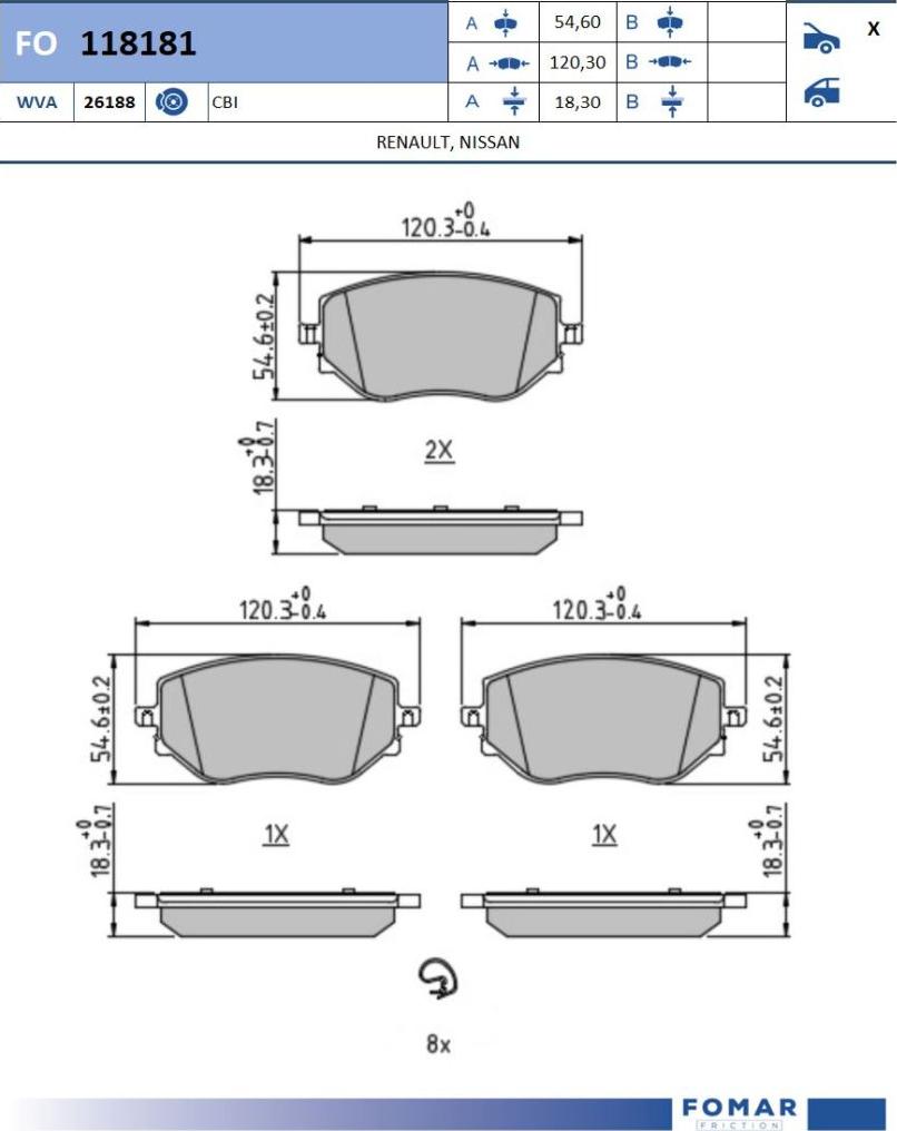 FOMAR Friction FO 118181 - Kit de plaquettes de frein, frein à disque cwaw.fr