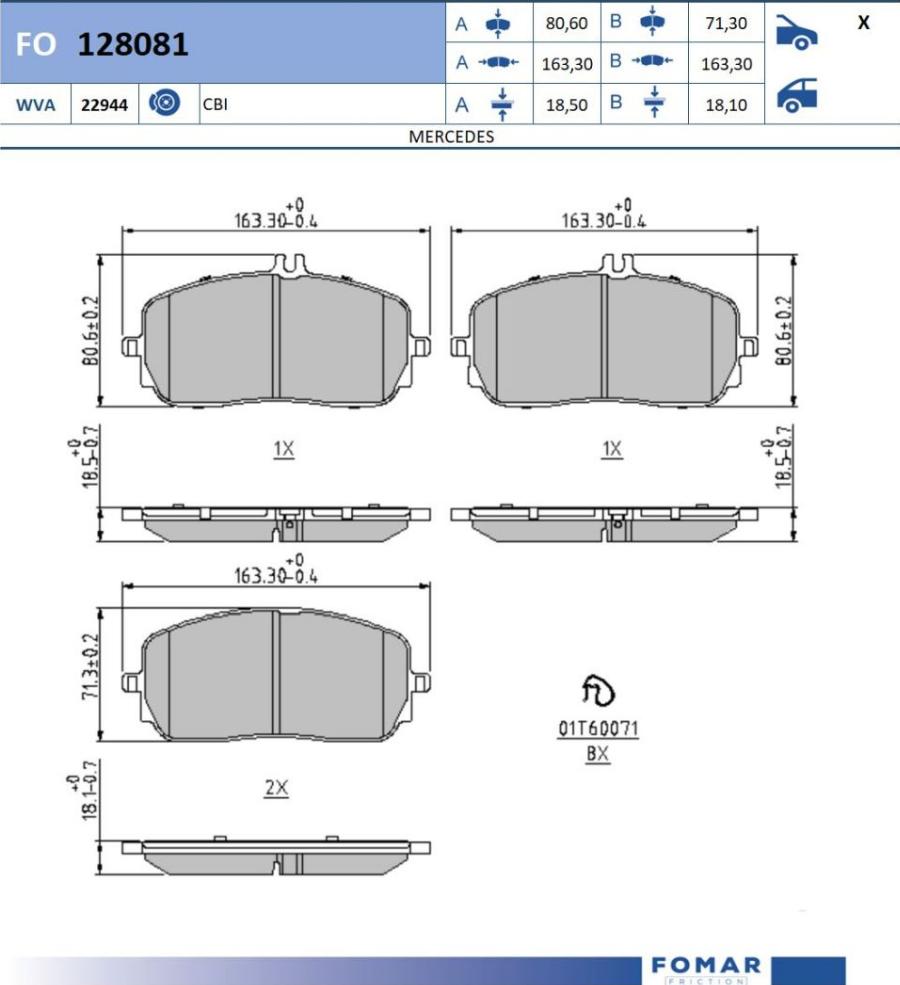 FOMAR Friction FO 128081 - Kit de plaquettes de frein, frein à disque cwaw.fr