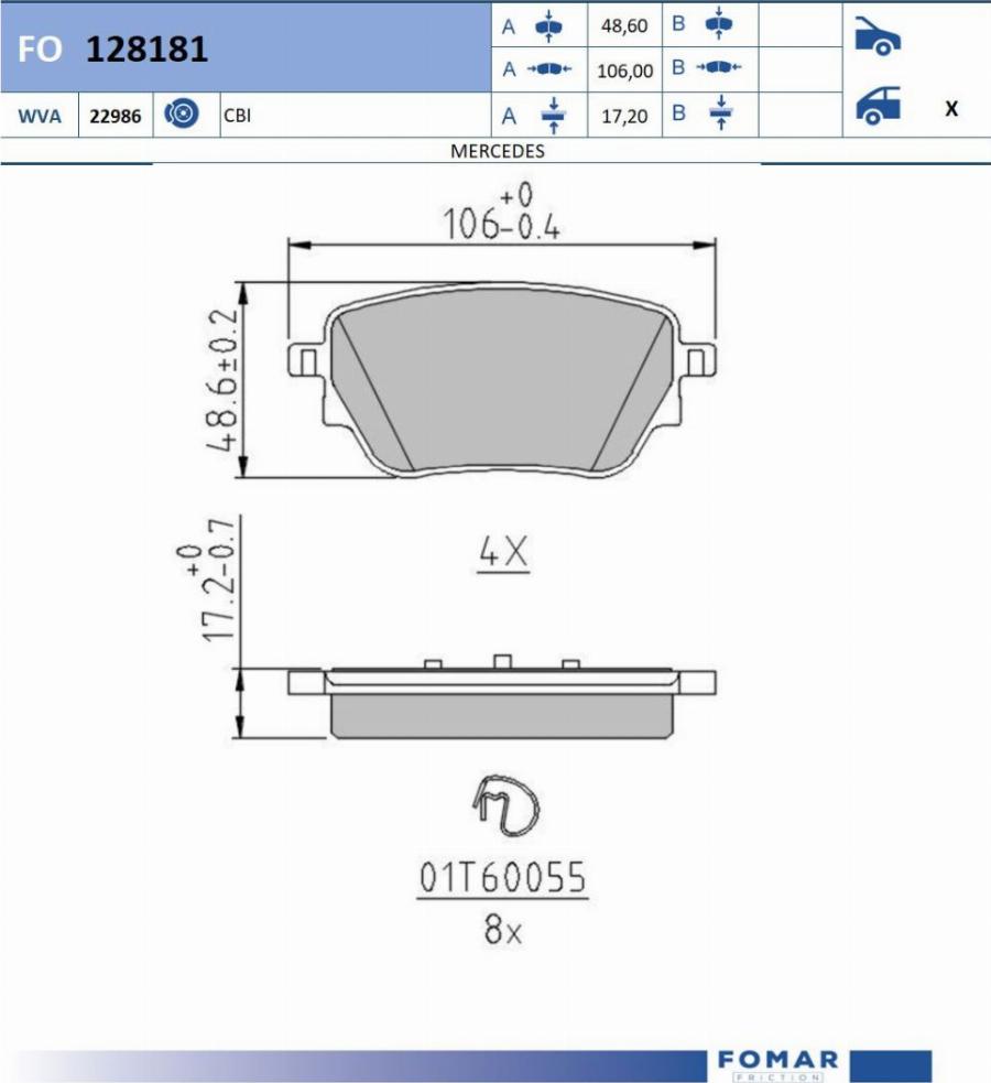 FOMAR Friction FO 128181 - Kit de plaquettes de frein, frein à disque cwaw.fr