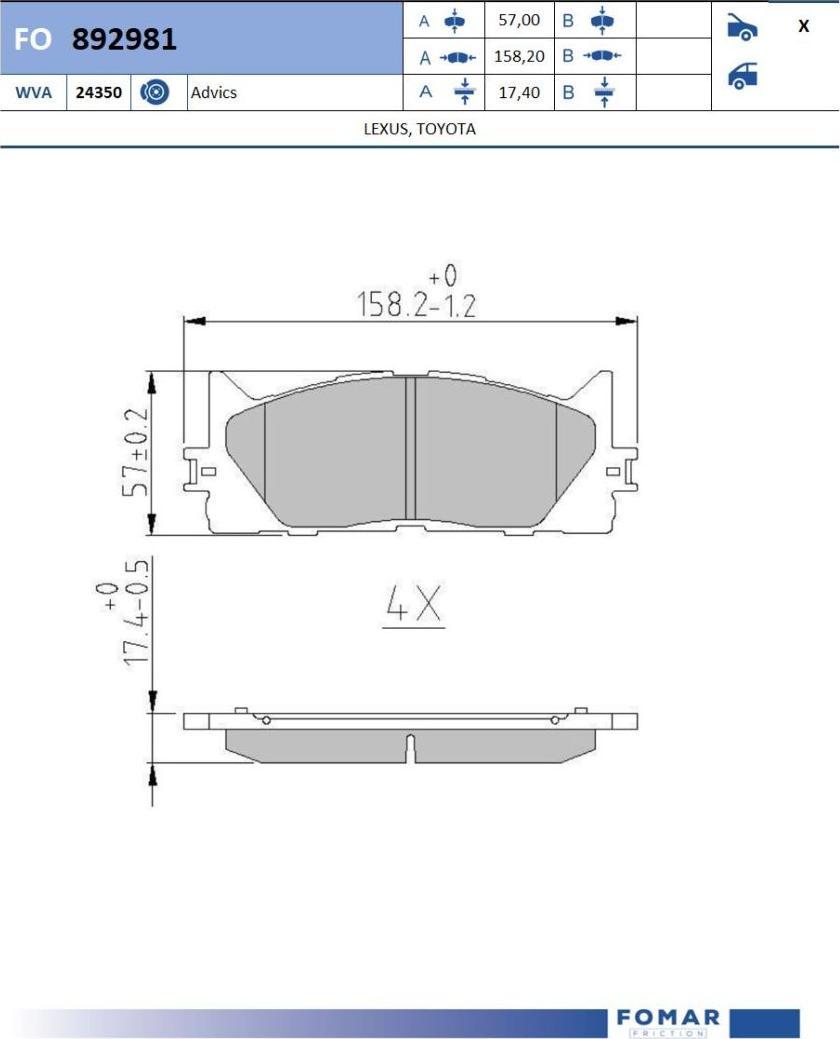 FOMAR Friction FO 892981 - Kit de plaquettes de frein, frein à disque cwaw.fr