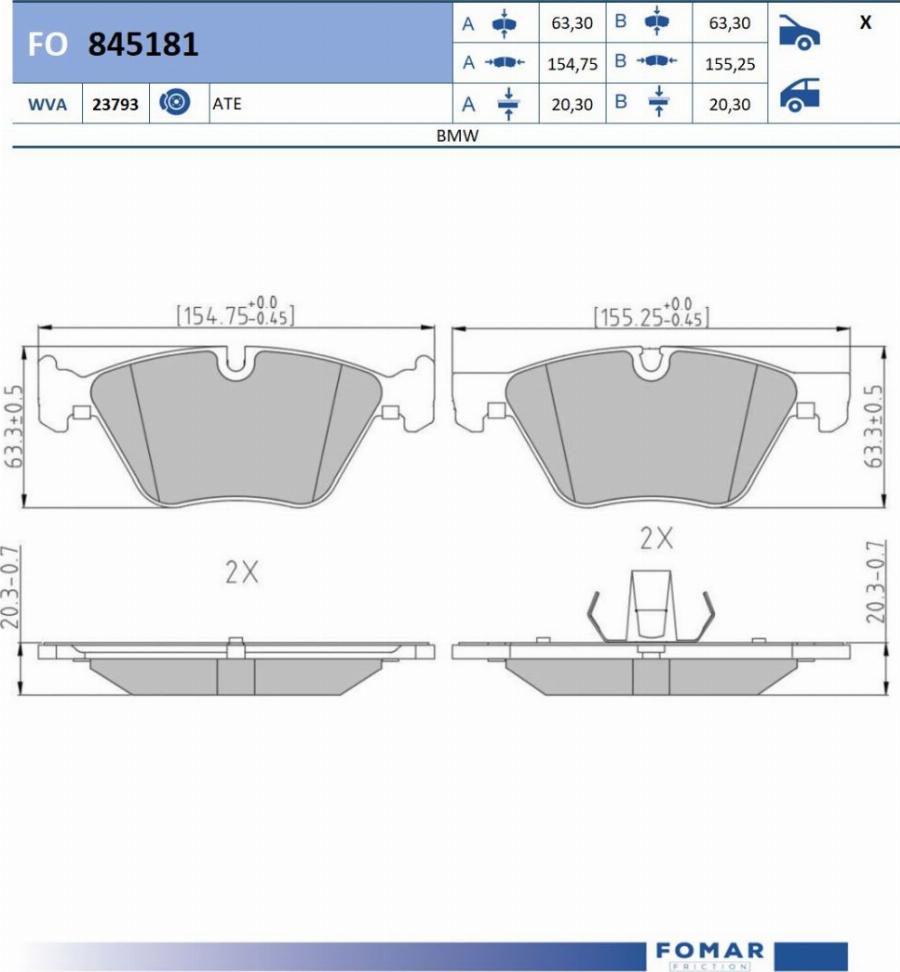 FOMAR Friction FO 845181 - Kit de plaquettes de frein, frein à disque cwaw.fr