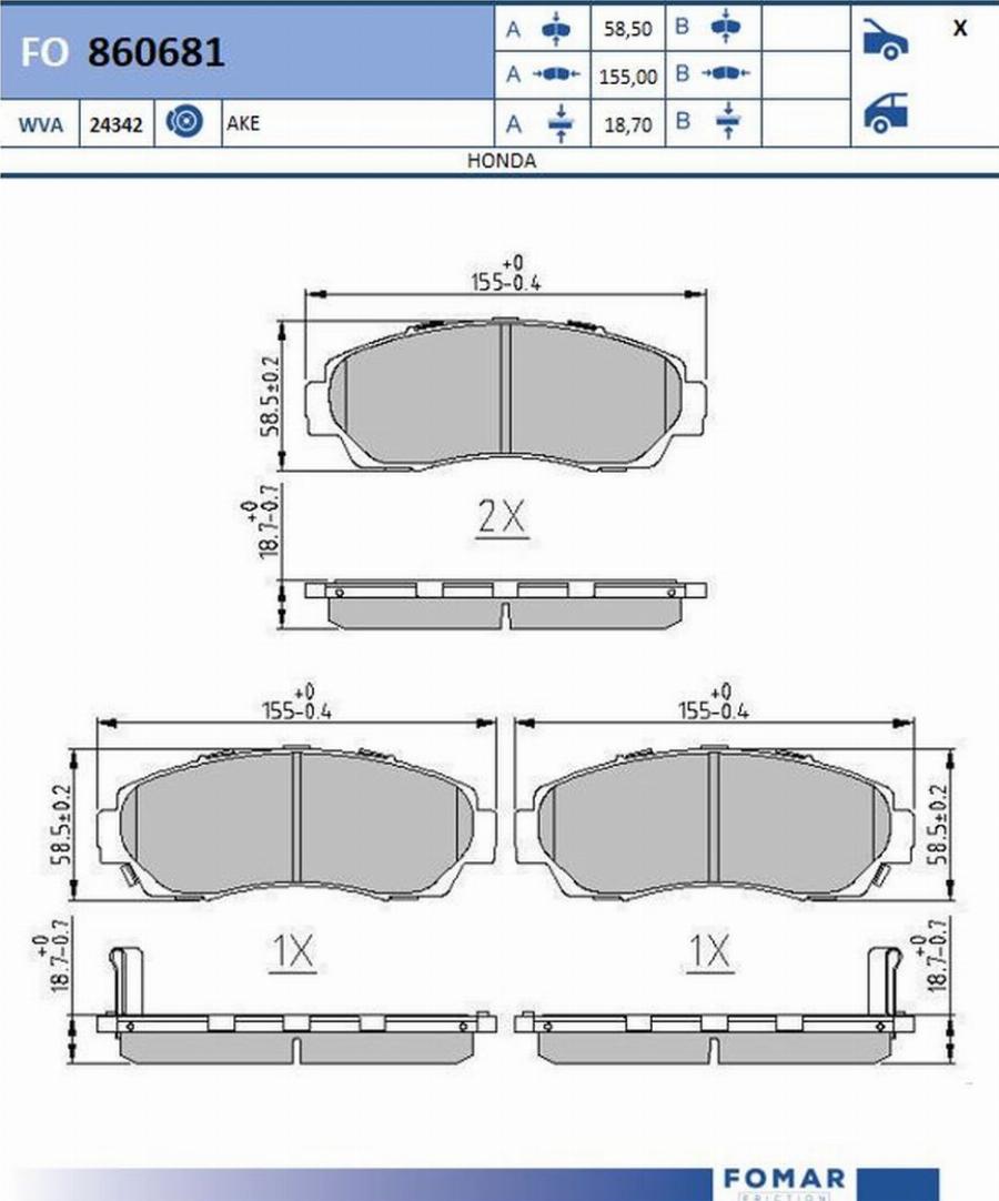 FOMAR Friction FO860681 - Kit de plaquettes de frein, frein à disque cwaw.fr