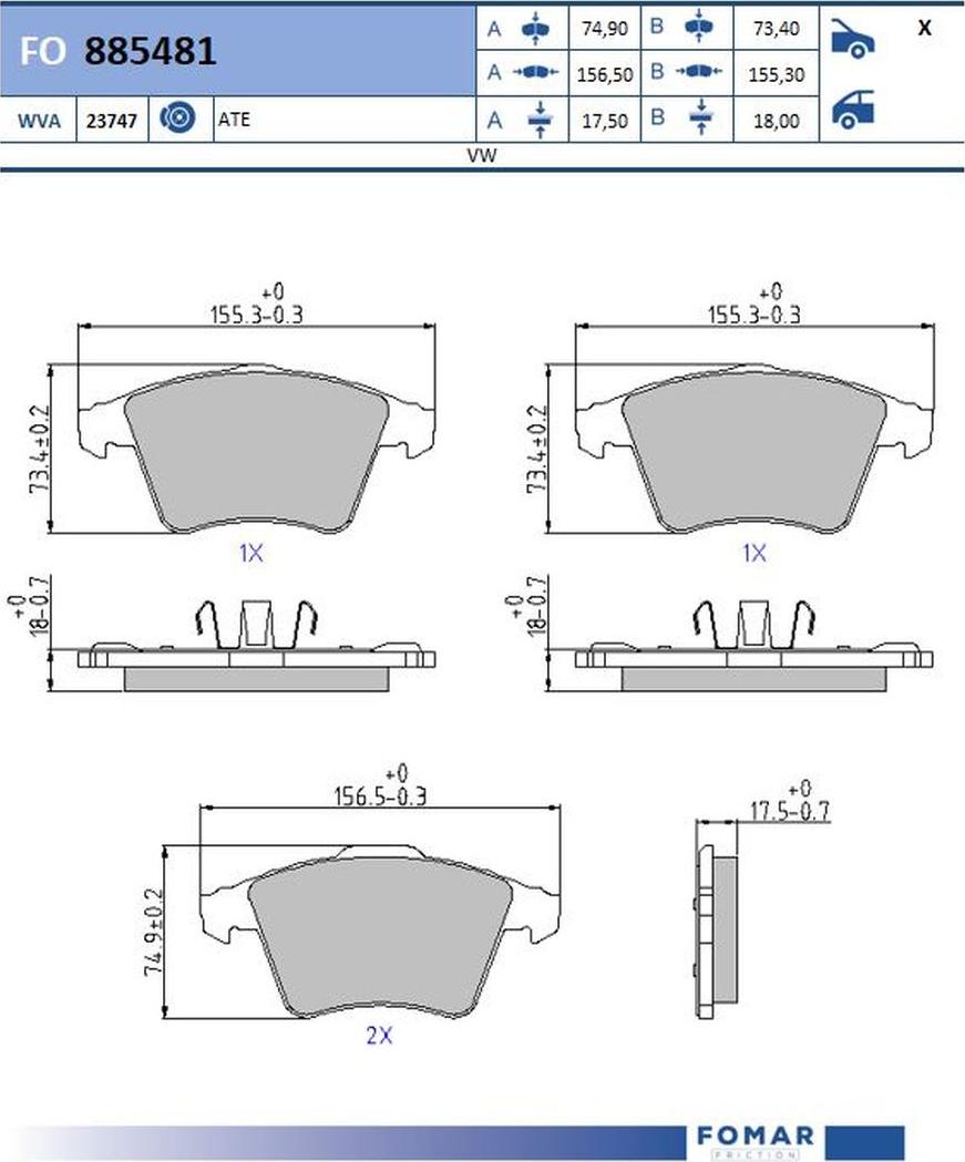 FOMAR Friction FO885481 - Kit de plaquettes de frein, frein à disque cwaw.fr