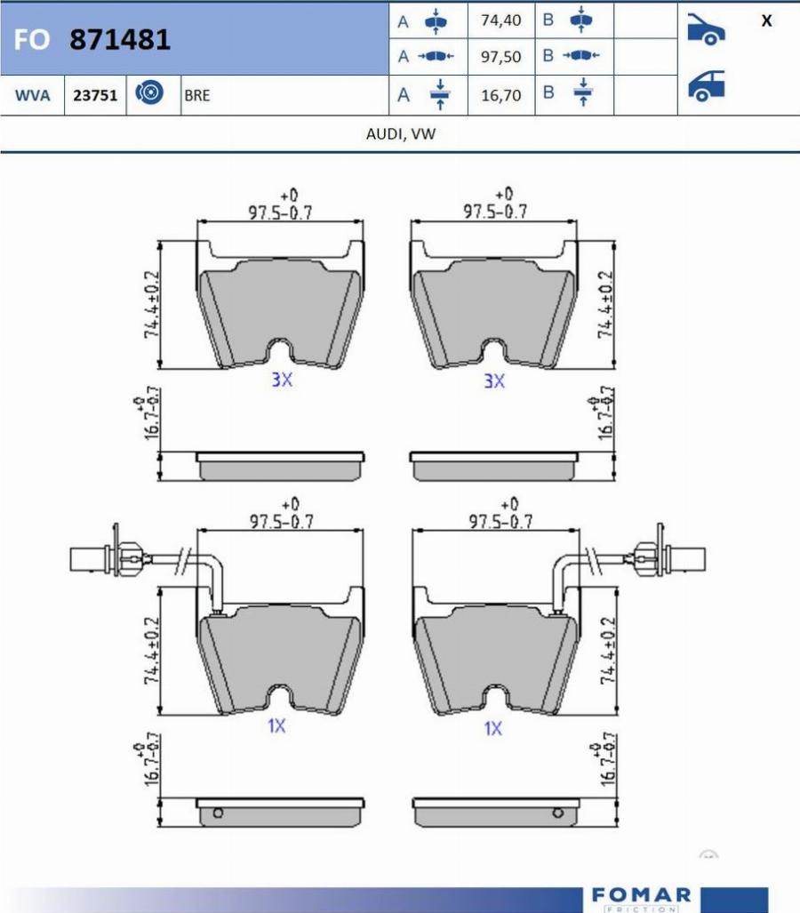 FOMAR Friction FO 871481 - Kit de plaquettes de frein, frein à disque cwaw.fr