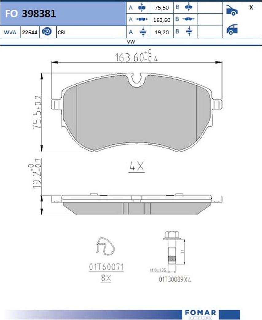 FOMAR Friction FO 398381 - Kit de plaquettes de frein, frein à disque cwaw.fr