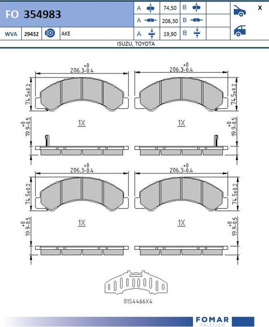 FOMAR Friction FO 354983 - Kit de plaquettes de frein, frein à disque cwaw.fr