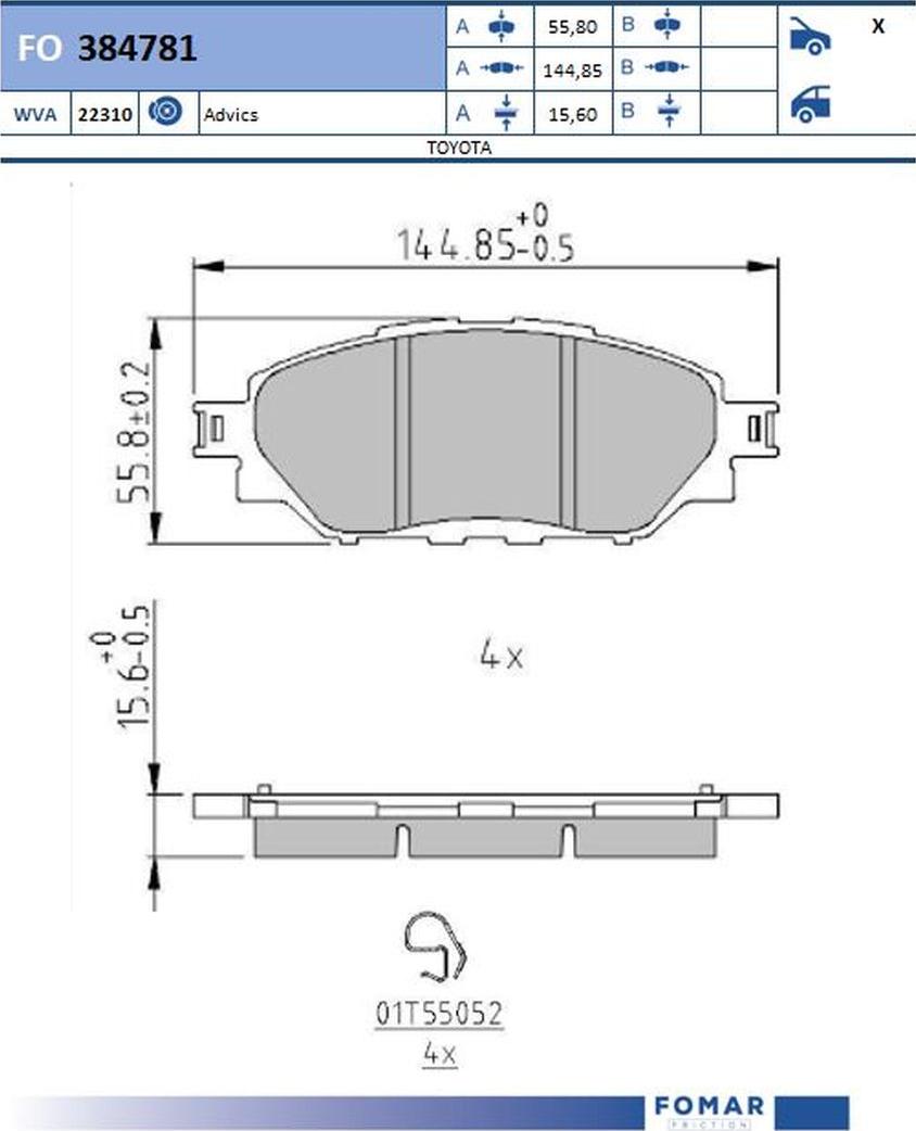 FOMAR Friction FO 384781 - Kit de plaquettes de frein, frein à disque cwaw.fr