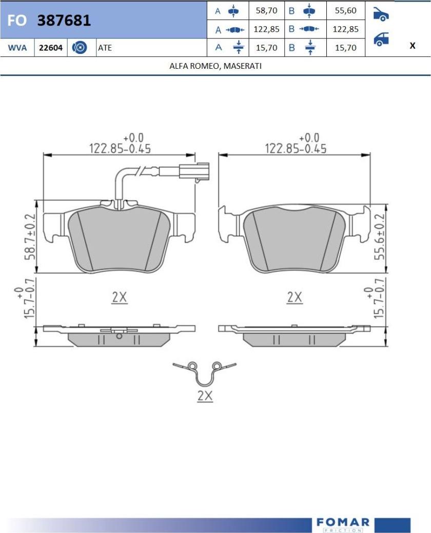 FOMAR Friction FO 387681 - Kit de plaquettes de frein, frein à disque cwaw.fr