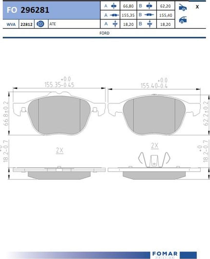 FOMAR Friction FO 296281 - Kit de plaquettes de frein, frein à disque cwaw.fr