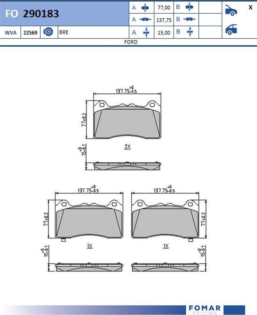 FOMAR Friction FO 290183 - Kit de plaquettes de frein, frein à disque cwaw.fr