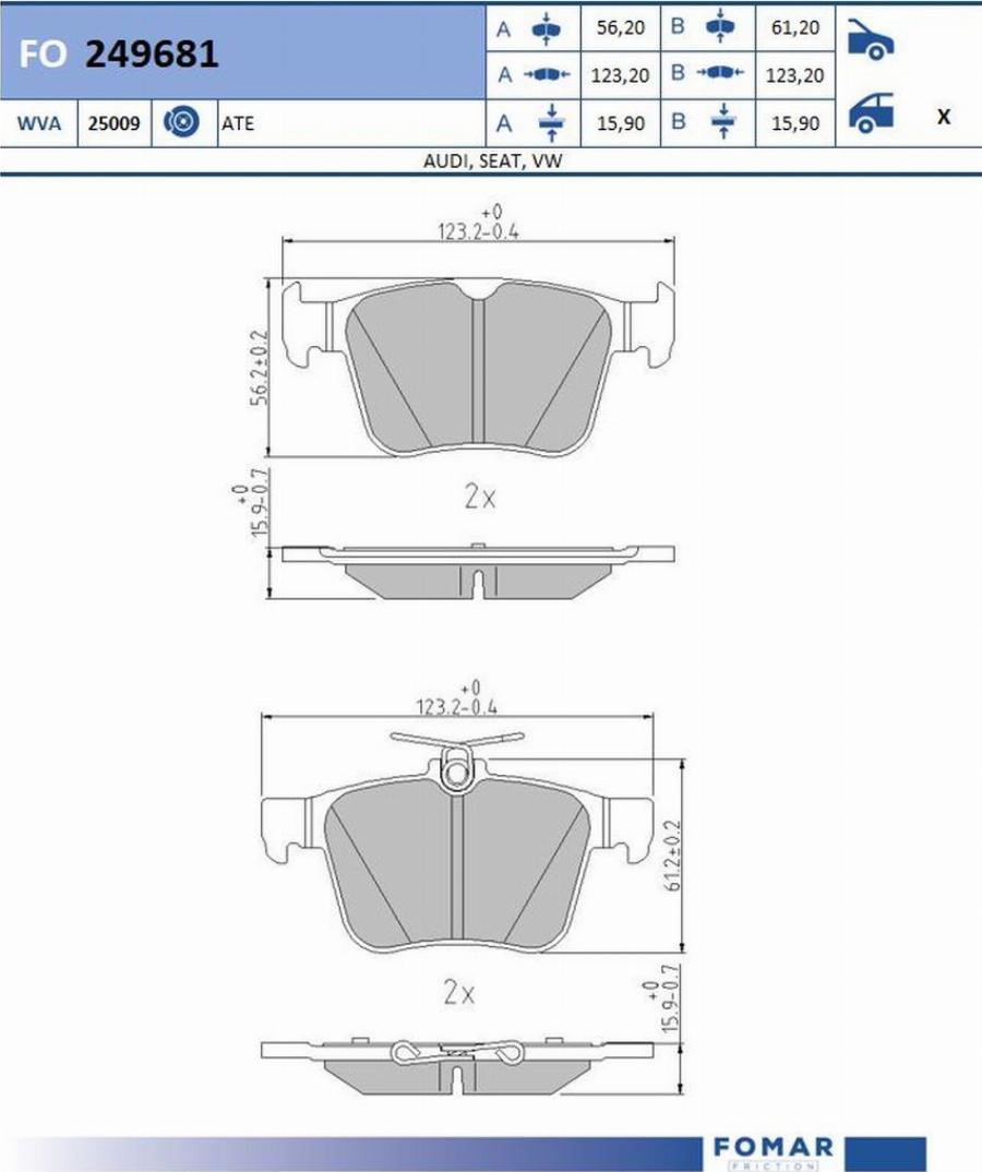 FOMAR Friction FO 249681 - Kit de plaquettes de frein, frein à disque cwaw.fr