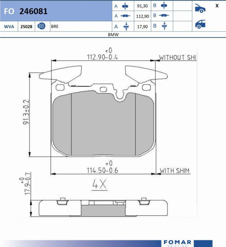 FOMAR Friction FO 246081 - Kit de plaquettes de frein, frein à disque cwaw.fr