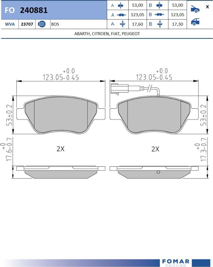 FOMAR Friction FO 240881 - Kit de plaquettes de frein, frein à disque cwaw.fr