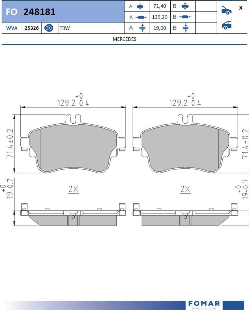 FOMAR Friction FO 248181 - Kit de plaquettes de frein, frein à disque cwaw.fr