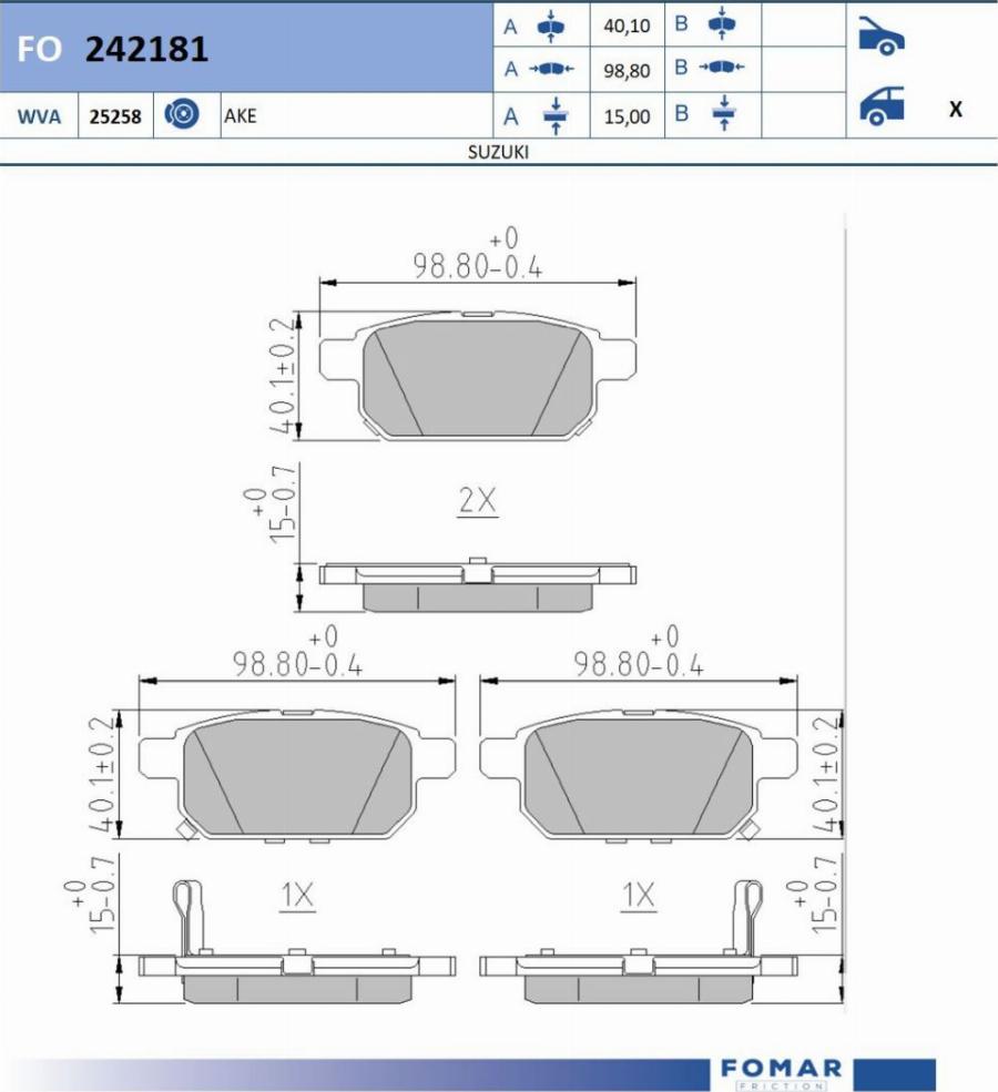 FOMAR Friction FO 242181 - Kit de plaquettes de frein, frein à disque cwaw.fr