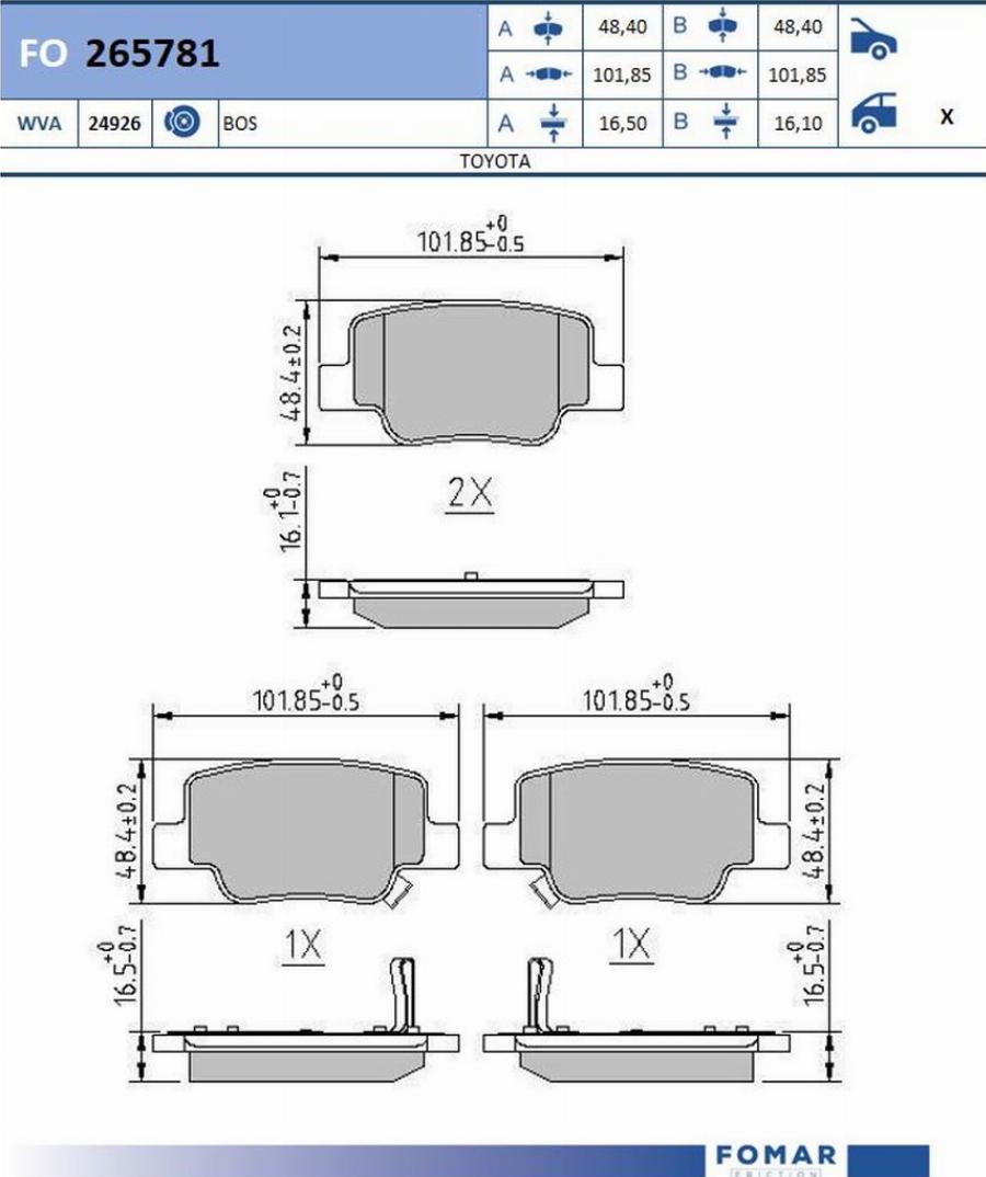 FOMAR Friction FO 265781 - Kit de plaquettes de frein, frein à disque cwaw.fr