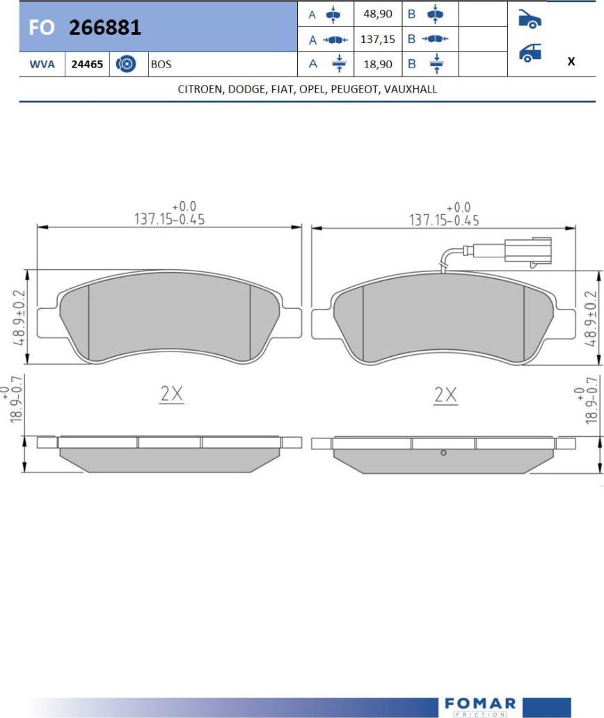 FOMAR Friction FO 266881 - Kit de plaquettes de frein, frein à disque cwaw.fr