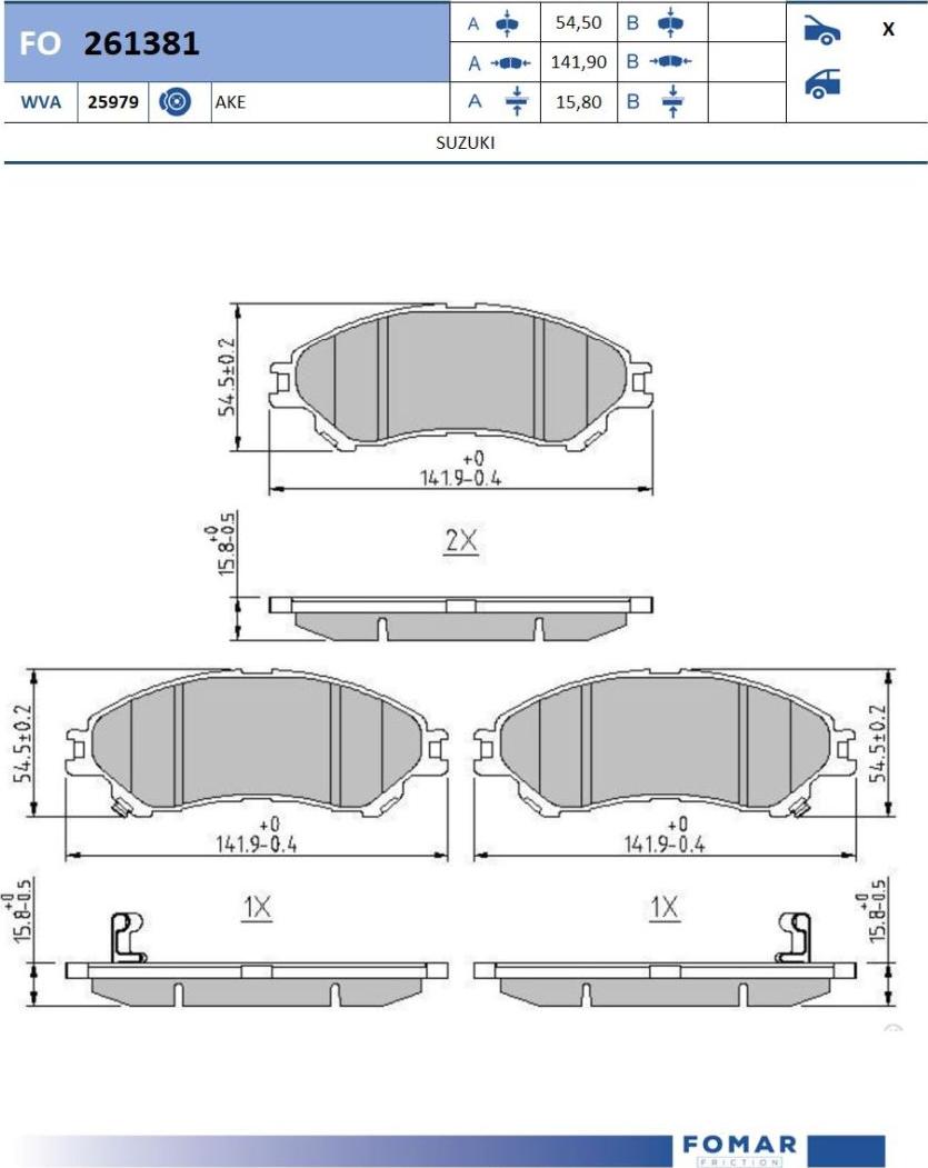 FOMAR Friction FO 261381 - Kit de plaquettes de frein, frein à disque cwaw.fr