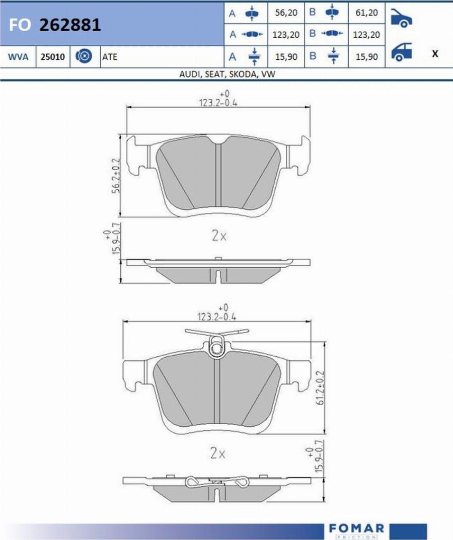 FOMAR Friction FO 262881 - Kit de plaquettes de frein, frein à disque cwaw.fr