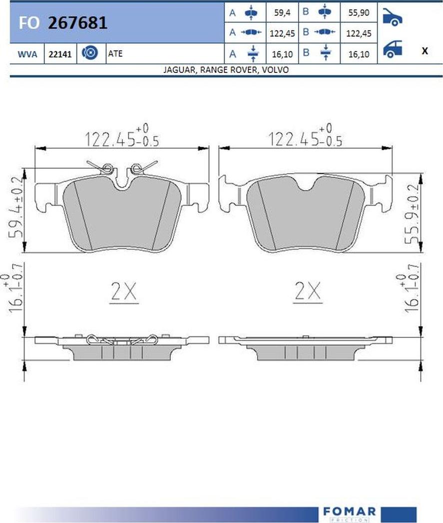 FOMAR Friction FO 267681 - Kit de plaquettes de frein, frein à disque cwaw.fr