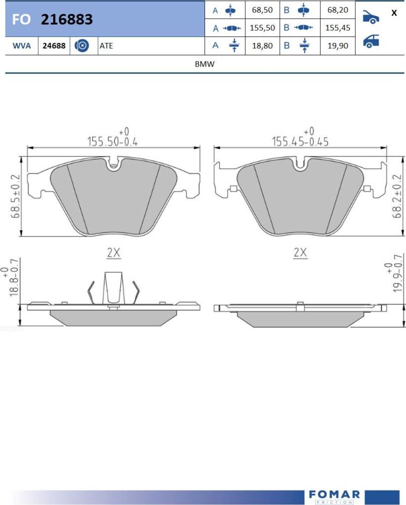 FOMAR Friction FO 216883 - Kit de plaquettes de frein, frein à disque cwaw.fr