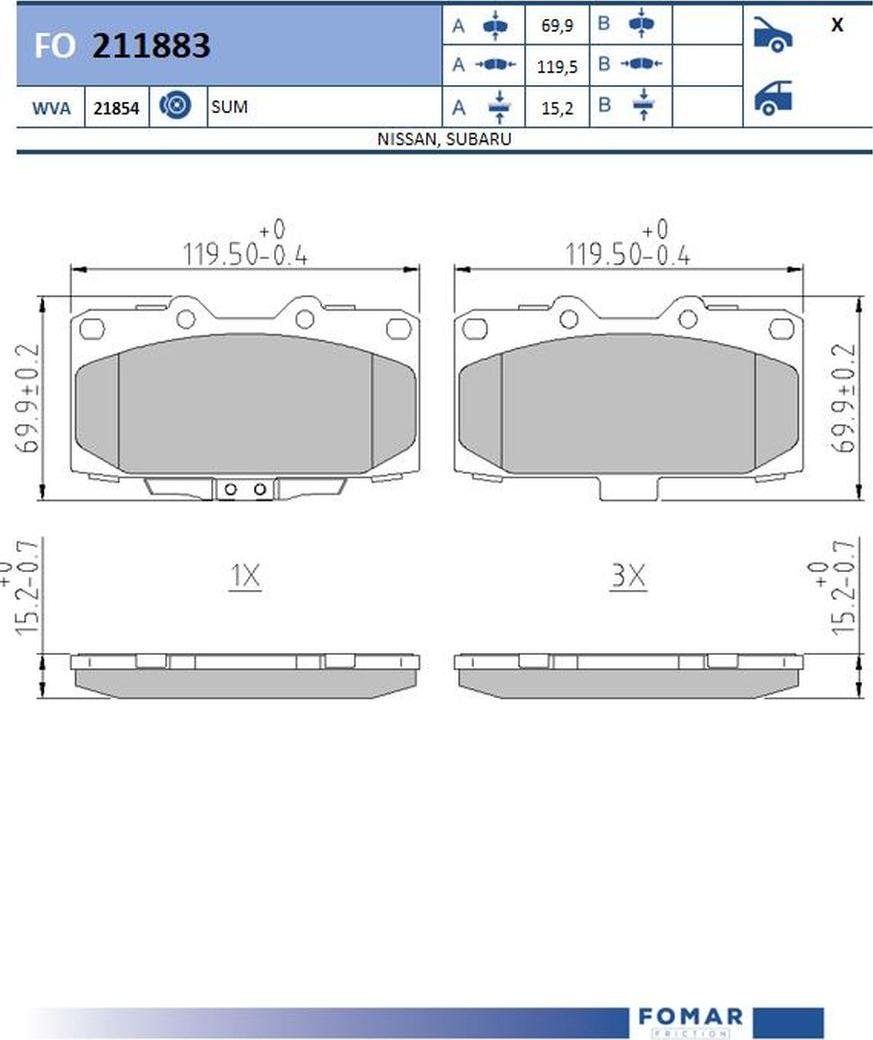 FOMAR Friction FO 211883 - Kit de plaquettes de frein, frein à disque cwaw.fr