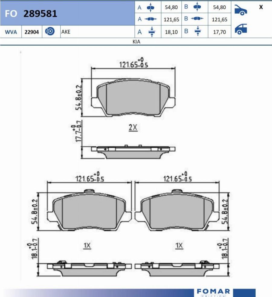 FOMAR Friction FO 289581 - Kit de plaquettes de frein, frein à disque cwaw.fr