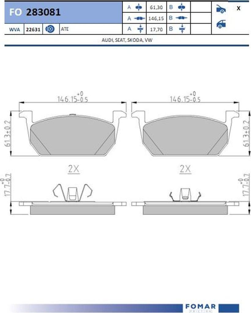 FOMAR Friction FO 283081 - Kit de plaquettes de frein, frein à disque cwaw.fr