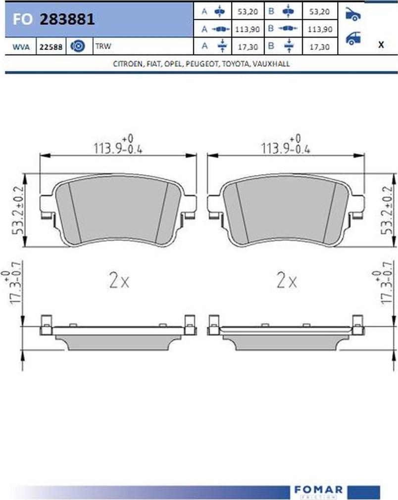 FOMAR Friction FO 283881 - Kit de plaquettes de frein, frein à disque cwaw.fr