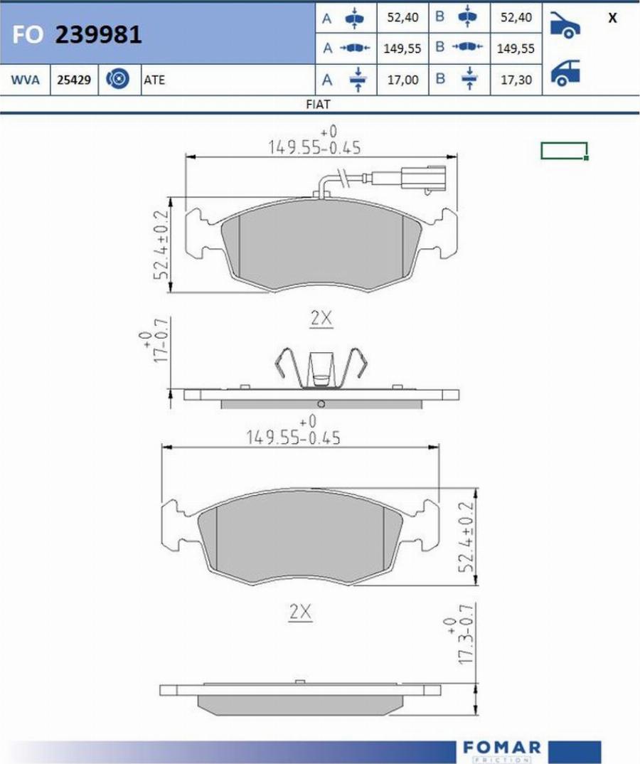 FOMAR Friction FO 239981 - Kit de plaquettes de frein, frein à disque cwaw.fr