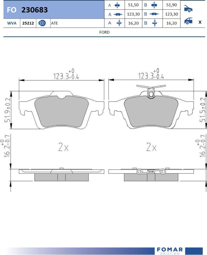 FOMAR Friction FO 230683 - Kit de plaquettes de frein, frein à disque cwaw.fr