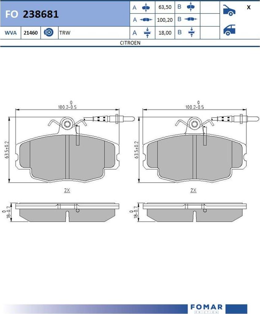 FOMAR Friction FO238681 - Kit de plaquettes de frein, frein à disque cwaw.fr