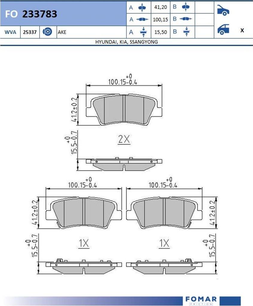 FOMAR Friction FO 233783 - Kit de plaquettes de frein, frein à disque cwaw.fr