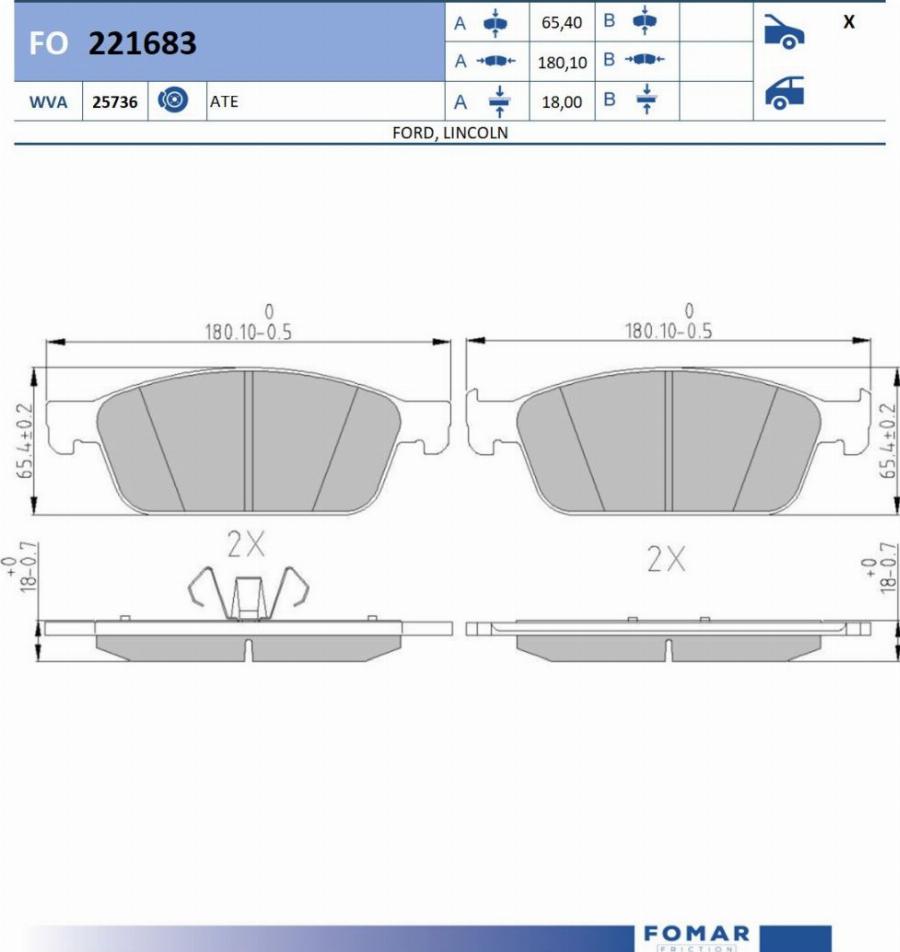 FOMAR Friction FO 221683 - Kit de plaquettes de frein, frein à disque cwaw.fr