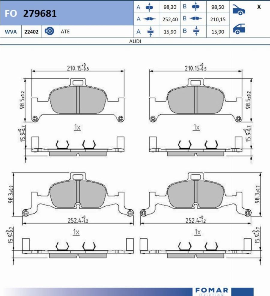 FOMAR Friction FO 279681 - Kit de plaquettes de frein, frein à disque cwaw.fr