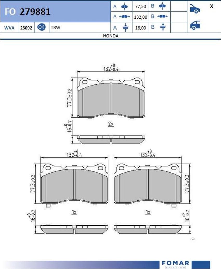 FOMAR Friction FO 279881 - Kit de plaquettes de frein, frein à disque cwaw.fr