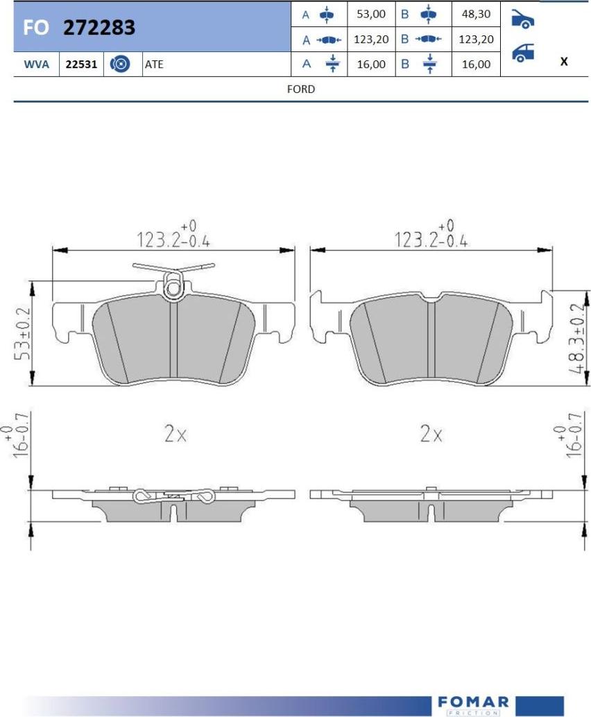 FOMAR Friction FO 272283 - Kit de plaquettes de frein, frein à disque cwaw.fr