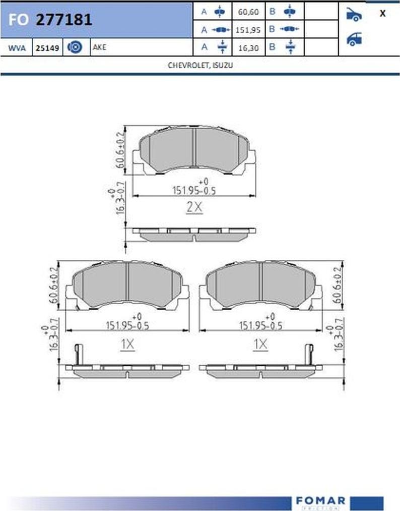 FOMAR Friction FO 277181 - Kit de plaquettes de frein, frein à disque cwaw.fr