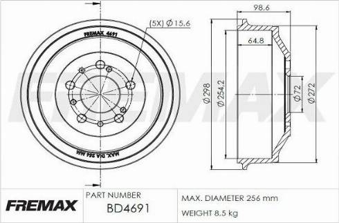 FREMAX BD-4691 - Tambour de frein cwaw.fr