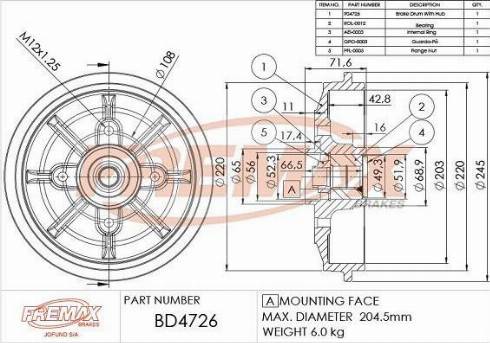 FREMAX BD-4726-KT - Tambour de frein cwaw.fr