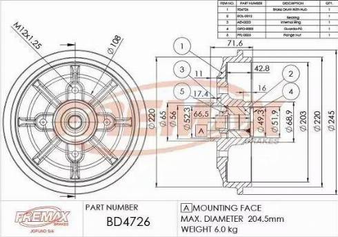 FREMAX BD-4726 - Tambour de frein cwaw.fr