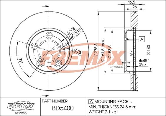 FREMAX BD-5400 - Disque de frein cwaw.fr