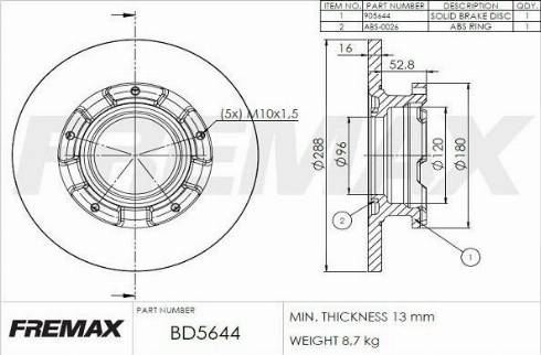 FREMAX BD-5644-KT - Disque de frein cwaw.fr