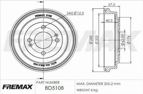 FREMAX BD-5108 - Tambour de frein cwaw.fr