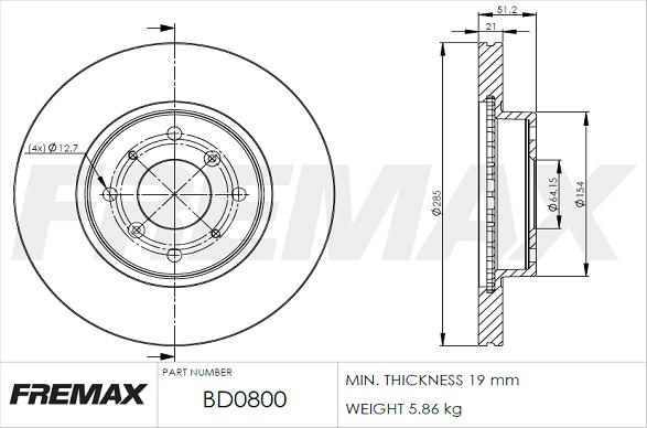 FREMAX BD-0800 - Disque de frein cwaw.fr