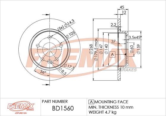 FREMAX BD-1560 - Disque de frein cwaw.fr