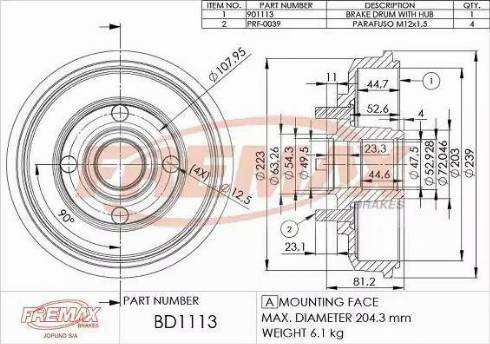 FREMAX BD-1113 - Tambour de frein cwaw.fr